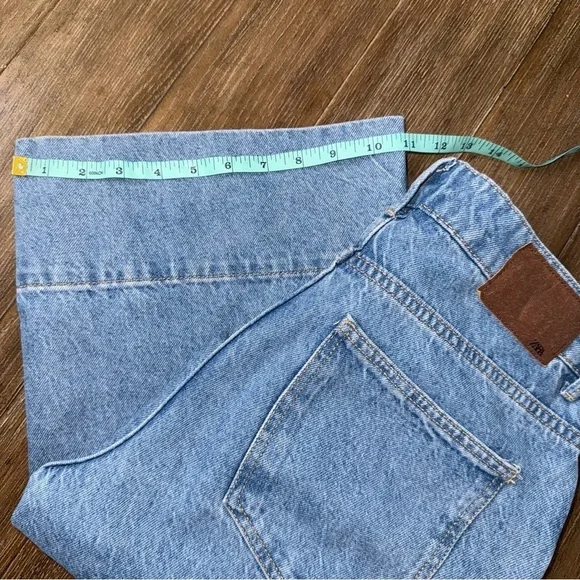 Zara Cropped Wide Leg Jeans high rise blue - Picture 4 of 12